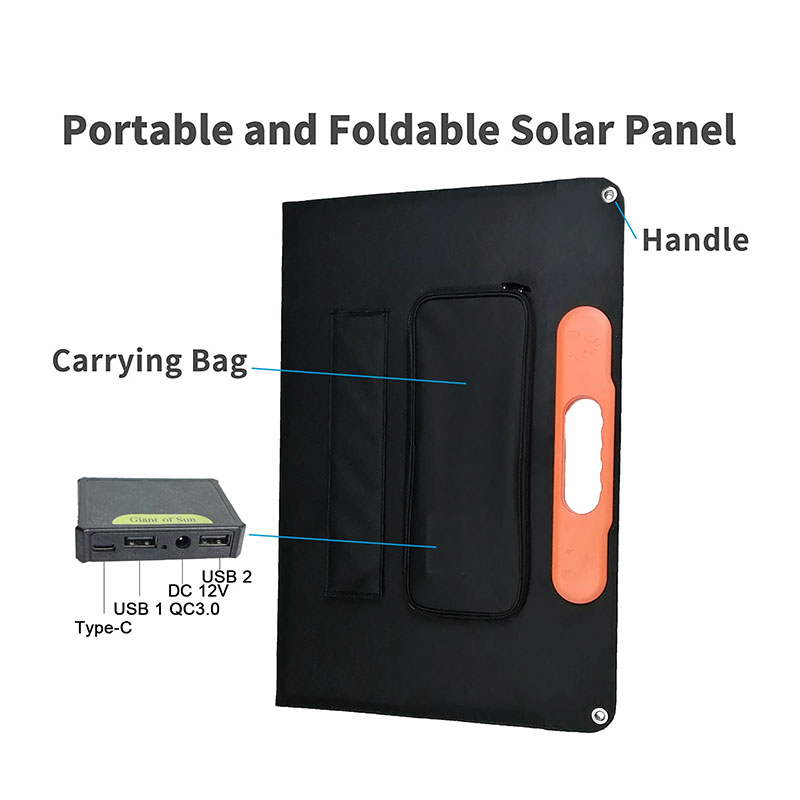 Panel solar plegable Handybrite negro 60W 100W 120W 200W A 